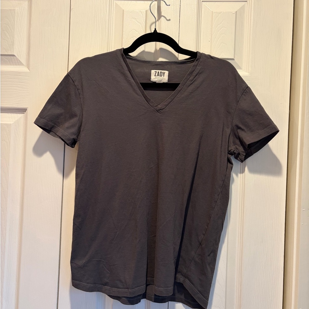 Zady Organic Cotton Gray V-Neck T-Shirt
